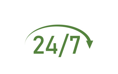 Design del logo dell&amp;#39;icona dell&amp;#39;ora 24 ore su 24 v43