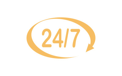 Diseño de logotipo de icono de tiempo de 24 horas v24