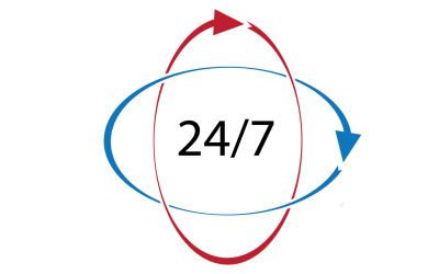 Diseño de logotipo de icono de tiempo de 24 horas v25