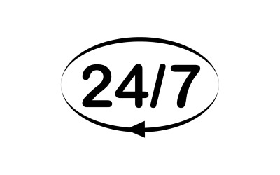 Diseño de logotipo de icono de tiempo de 24 horas v8