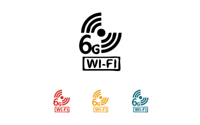 Icône vectorielle du logo de la technologie du réseau de signaux 6G v63