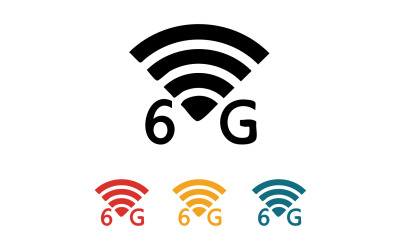 Icono vectorial del logotipo de tecnología de red de señal 6G v57