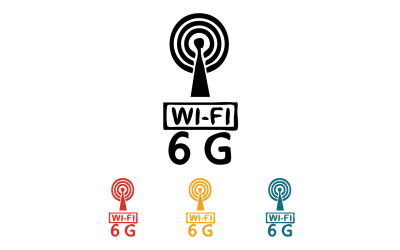 Icono vectorial del logotipo de tecnología de red de señal 6G v64