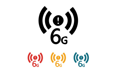 Ikona wektora logo technologii sieci sygnałowej 6G v49