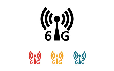 Ikona wektora logo technologii sieci sygnałowej 6G v58