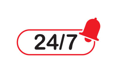 Diseño de logotipo de icono de tiempo de 24 horas v131