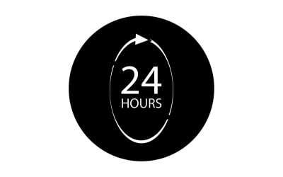 Diseño de logotipo de icono de tiempo de 24 horas v90
