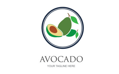 Diseño de logotipo vectorial de icono de frutas de aguacate v14