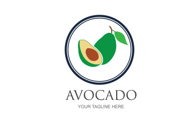 Diseño de logotipo vectorial de icono de frutas de aguacate v4