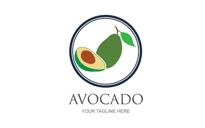 Diseño de logotipo vectorial de icono de frutas de aguacate v6