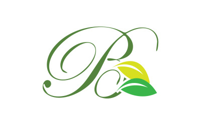 B letra hoja verde nombre inicial v19
