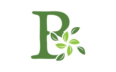 B letter leaf green initial name v1