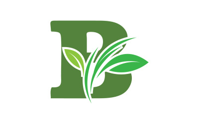 B letter leaf green initial name v44