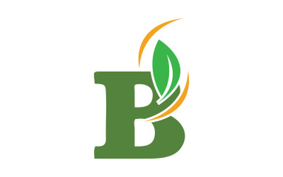 B letter leaf green initial name v4