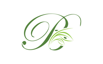 B letter leaf green initial name v51
