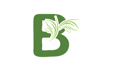 B letter leaf green initial name v53