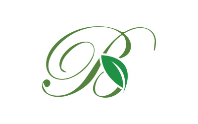 B letter leaf green initial name v58