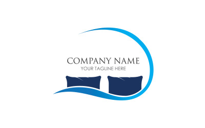 Bed and pillow hotel logo icon v12