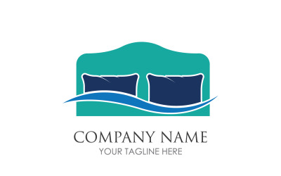 Bed and pillow hotel logo icon v2