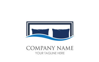 Bed and pillow hotel logo icon v4