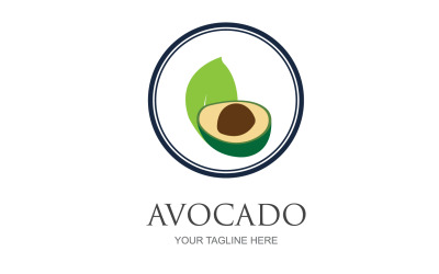 Disegno del logo vettoriale dell&amp;#39;icona dei frutti dell&amp;#39;avocado v60