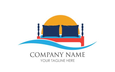 Bed and pillow hotel logo icon v16