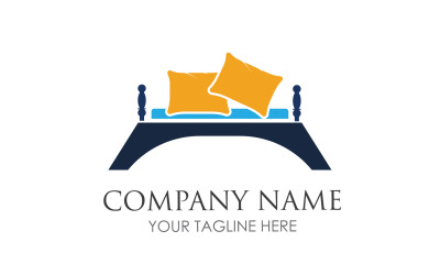 Bed and pillow hotel logo icon v21