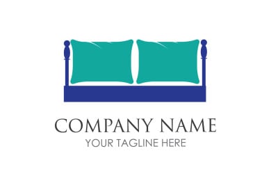 Bed and pillow hotel logo icon v23
