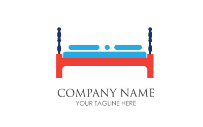 Bed and pillow hotel logo icon v32