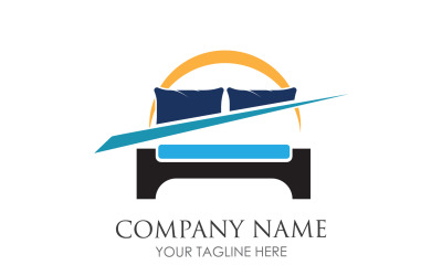 Bed and pillow hotel logo icon v33