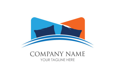 Bed and pillow hotel logo icon v34