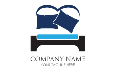 Bed and pillow hotel logo icon v35