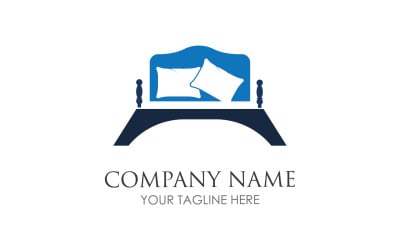 Bed and pillow hotel logo icon v37