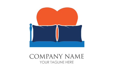 Bed and pillow hotel logo icon v45