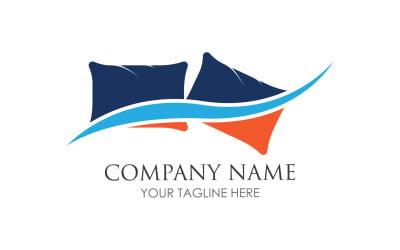 Bed and pillow hotel logo icon v47