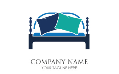 Bed and pillow hotel logo icon v48