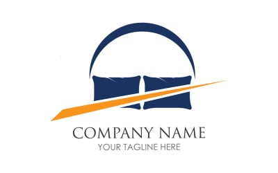 Bed and pillow hotel logo icon v50