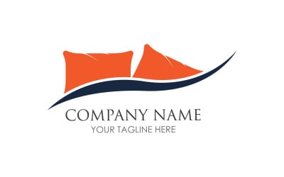 Bed and pillow hotel logo icon v55