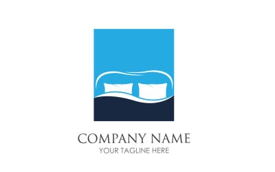 Bed and pillow hotel logo icon v63