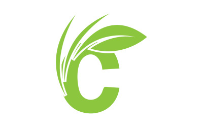 C lettera foglia verde vettoriale versione v10