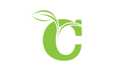 C lettera foglia verde vettoriale versione v15