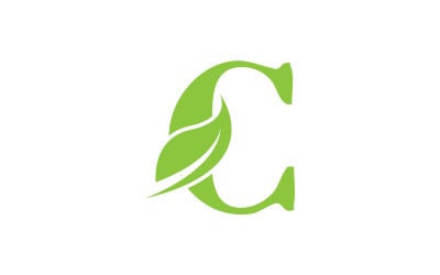 C lettera foglia verde vettoriale versione v35
