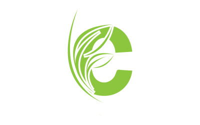 C lettera foglia verde vettoriale versione v51