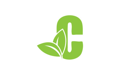 C lettera foglia verde vettoriale versione v9