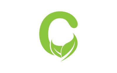 Litera C, zielony liść wektorowy, wersja v34