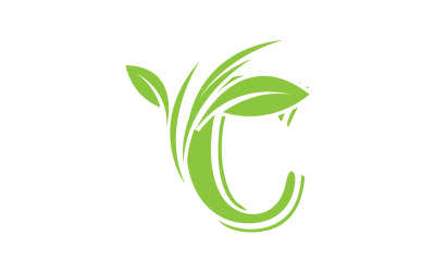 Litera C, zielony liść, wersja wektorowa v33