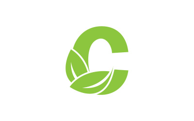 Litera C, zielony liść, wersja wektorowa v40