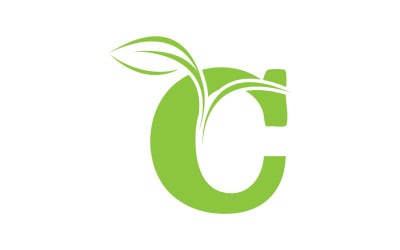 Зеленый вектор листа буквы C, версия v15