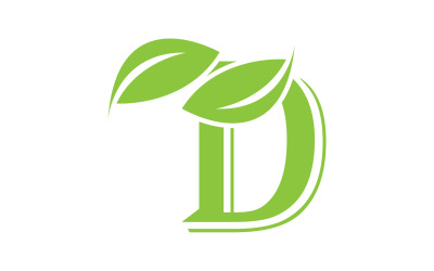 D harfi logo yaprak yeşil vektör versiyonu v 25