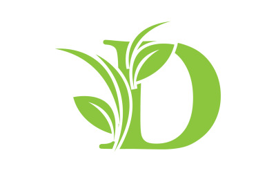 D lettera logo foglia verde versione vettoriale v 12
